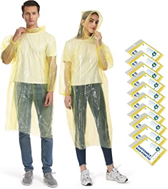 Opret Disposable Rain Ponchos, 5/10 pcs Emergency Raincoats Waterproof Ponchos Lightweight for Men and Women with Hood and Sleeves