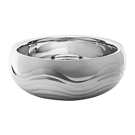Elegance 72719 Ripple Wave Stainless Steel Bowl, 11" Insulated Serving, Silver