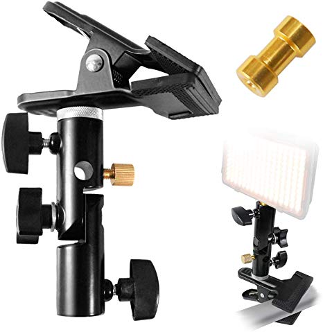 LimoStudio Reflector Stand Clamp Clip Holder Light Stand Mount Bracket with Umbrella Reflector Holder & Female Screw Adapter Thread Brass Photography Studio, AGG2962