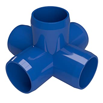 FORMUFIT F0015WC-BL-4 5-Way Cross PVC Fitting, Furniture Grade, 1" Size, Blue (Pack of 4)