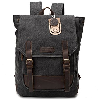 BUG Leather Canvas Backpack, 2 Way to Carry-Coral Green