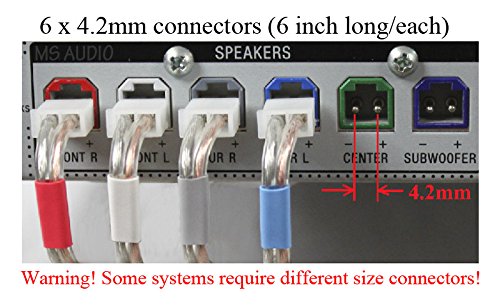 6 Piece 4.2mm (6 inch long/each) Home Theater Speaker Wire Connectors(plugs) for select Sony Samsung YAMAHA Pioneer etc. Receiver ; color coded; Please read warnings!