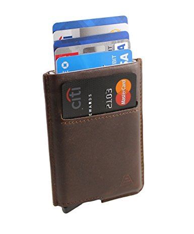Andar Slim RFID Minimalist Card Case Full Grain Leather Wrapped - The Pilot