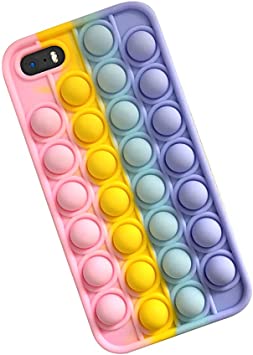SDTEK Rainbow Pop Case Compatible with iPhone SE (2016-2019) 5 5s, Bubble Fidget Multicolour Soft Silicone Cover