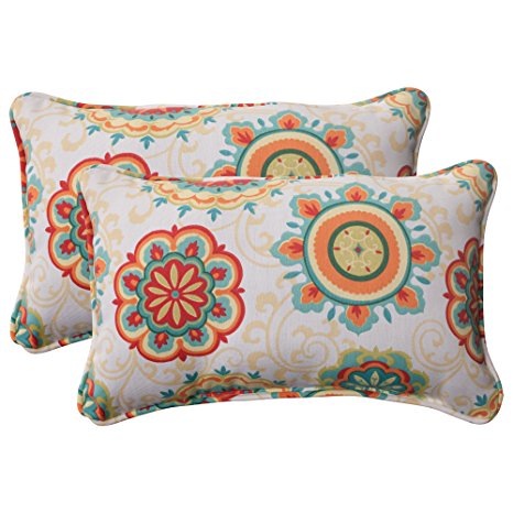 Pillow Perfect Indoor/Outdoor Fairington Corded Rectangular Throw Pillow, Aqua, Set of 2