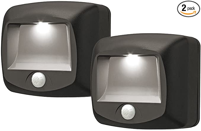 Mr. Beams MB522 Wireless Battery-Operated Indoor/Outdoor Motion-Sensing LED Step/Stair Light, 2-Pack, Brown