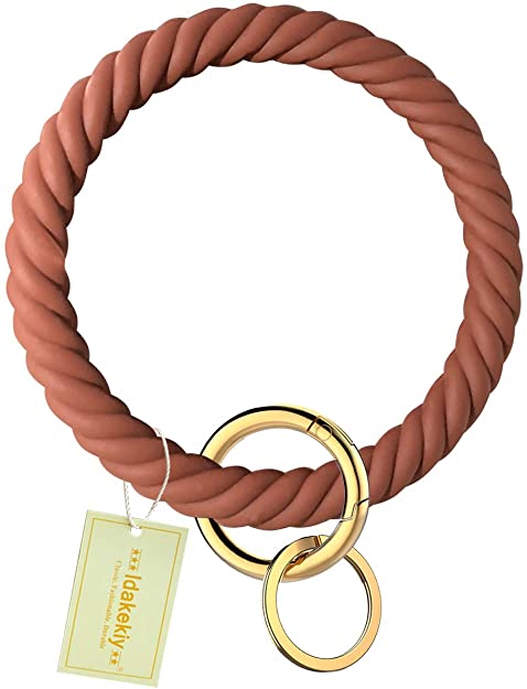 Idakekiy Key Chain, Silicon Wristlet Keychain Bangle Keyring Bracelet Holder for Women Girl