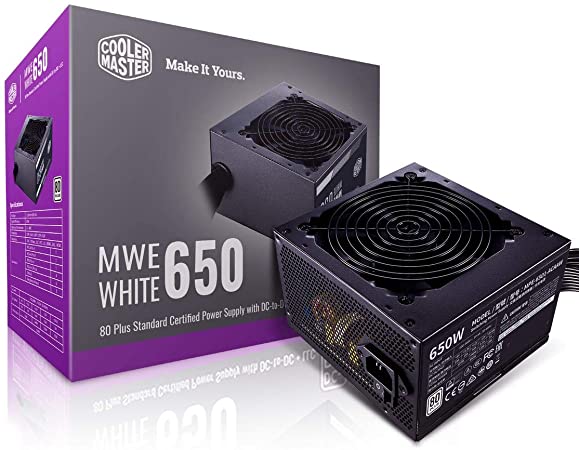 Cooler Master MWE 650 White 650W 80  White PSU w/ Hydro-Dynamic-Bearing Silent 120mm Fan, Single  12V Rail, Flat Black Cables