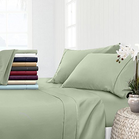 Egyptian Luxury Hotel Collection Bed Sheet Set - Hotel Quality Ultra Soft Double Brushed Microfiber Sheets with Deep Pocket - Hypoallergenic - Hypoallergenic - Queen - Sage