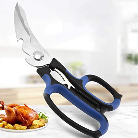 Latest 2020 Kitchen Shears-Unique Curve Blade for Turkey Heavy Duty No Rust Cooking Knives Multi-purpose Scissors for Poultry Meat Bone Nuts Cardboard