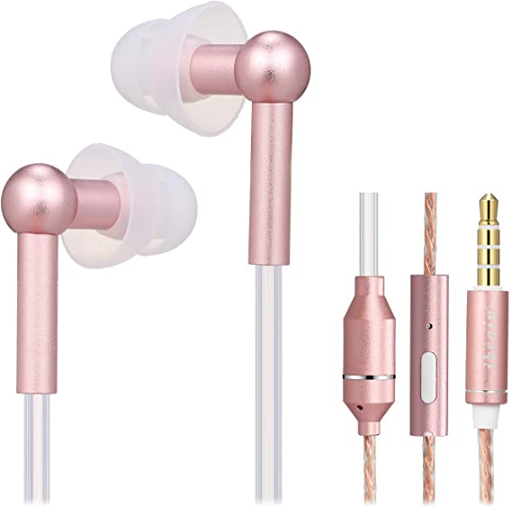Docooler Air Tube Earbud Headphones Anti-Radiation in-Ear Headset EMF-Free Wired Stereo Earphone with Microphone & Volume Control - Compatible with Smart Devices
