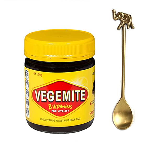 Vegemite (220 gram) (VEGEMITE Kraft Yeast Extract with a Beautiful Handmade Antique Brass Condiment Spoon)