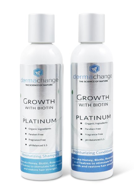 DermaChange Hair Growth Shampoo and Conditioner Set - With Vitamins - To Make Hair Grow Fast - Argon Oil and Biotin To Support Regrowth - Reduce Thinning and Hair Loss For Men and Woman (Small 4oz)