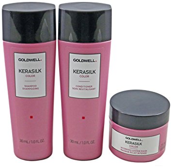 Goldwell Kerasilk Color Travel Set: Shampoo 1 Oz, Conditioner 1 Oz, Mask 0.8 Oz