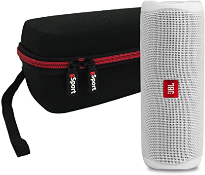 JBL FLIP 5 Portable Speaker IPX7 Waterproof Bundle with gSport Deluxe Hardshell Case (White)