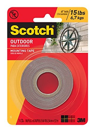 Scotch 411P Outdoor Mounting Double Sided Tape, 60 by 1-Inch