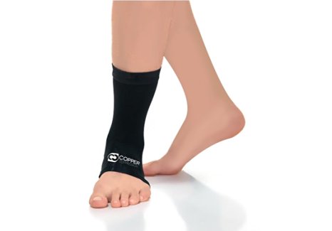 Copper Compression Recovery Ankle Sleeve, GUARANTEED Highest Copper Content. Infused Fit Ankle Support Brace / Wrap / Sock / Stabilizer For Men And Women. Wear Anywhere (2XL)