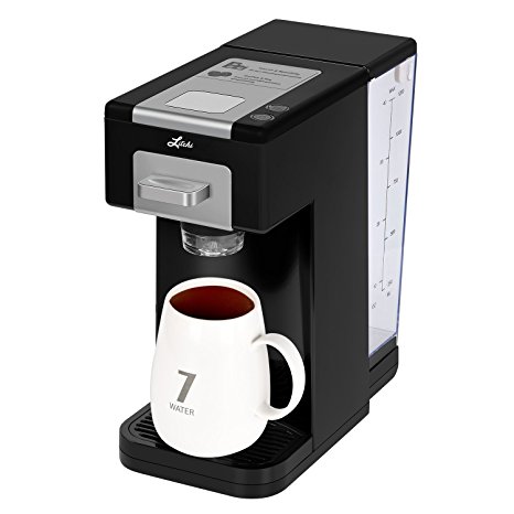Litchi Single Serve Coffee Maker, Coffee Machine for Most Single Cup Pods Including K Cup Pods, Quick Brew Technology 4 Cup Coffee Maker, Black