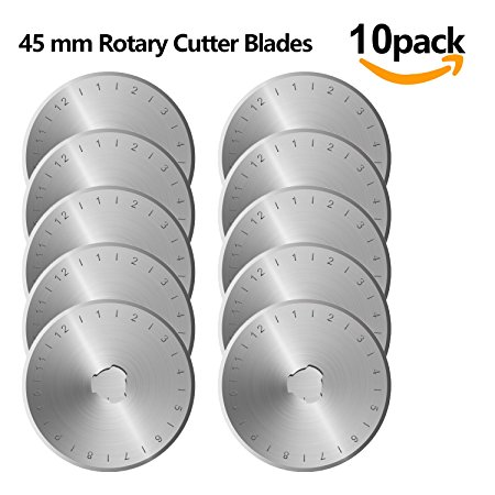 Rotary Cutter Blades 45mm 10 Pack by SOMOLUX ,Fits OLFA,Fiskars,DAFA,Dremel,Truecut Replacement, Quilting Scrapbooking Sewing Arts Crafts,Sharp and Durable