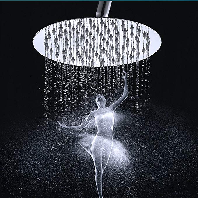 Rain Shower Head, 10 Inch Ultra Thin 304 Stainless Steel Solid Circle Showerhead, High Pressure Rainfall Showerhead With Chrome Finish,Water Saving - For the Best Relaxation and Spa (10 inch)