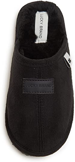 Lucky Brand Boy's Micro-Suede Scuff Slippers, Kids House Shoes with Plush Lining