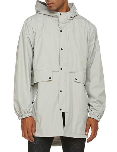 Avoogue Mens Breathable Rain Jacket Waterproof with Hood Windbreaker All Weather