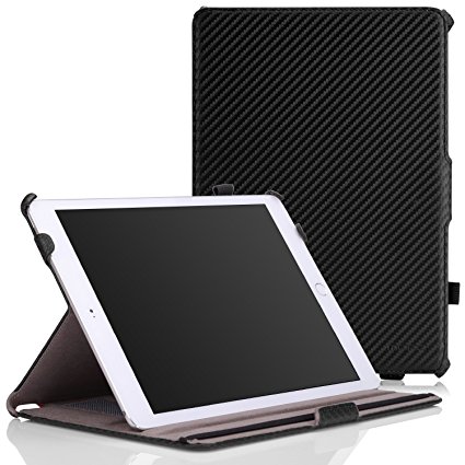 iPad Air 2 Case - MoKo Slim-Fit Multi-angle Folio Cover Case for Apple iPad Air 2 (iPad 6) 9.7 Inch 2014 Tablet, Carbon Fiber BLACK (with Auto Sleep / wake, Not fit iPad Air 2013)