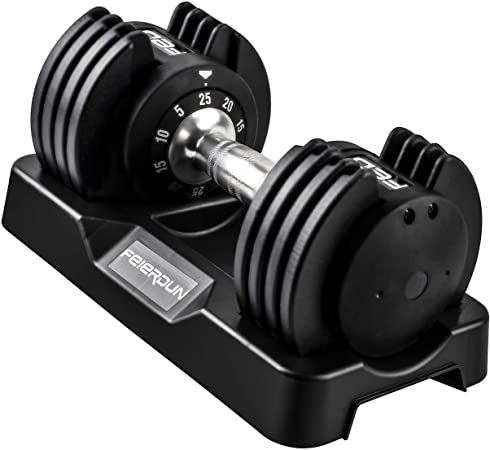 FEIERDUN Adjustable Dumbbells Single 25 lb Weights Dumbbells with Rack Anti-SLI Metal Handle Home Gym Exercise & Fitness Dumbbells