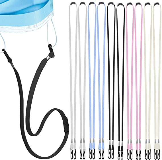 Kids Face Mask Lanyard with Snap-Button, ANMRY Handy Adjustable Breakaway Face Mask Lanyard for Kids Youth Women Men Adults Mask Holder Neck Facemask Lanyards for School (Multi Color-B, 10pcs)