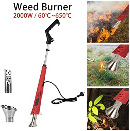 Electric Weed Burner 2000W, 3-in-1 Function Weeder, Weed Killer Thermal Weeding Stick, Up to 650℃, Garden Tools, 1.8M Cable, 2 Nozzles