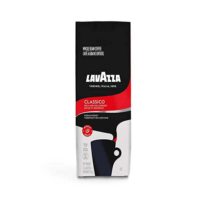 Lavazza Classico Whole Bean Coffee Blend Medium Roast 12oz, Classico Whole Bean Coffee, 12 Oz