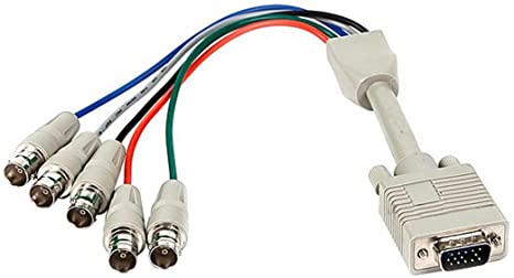 Monoprice VGA HD15 Male to 5x BNC Female Adapter Cable - 1ft