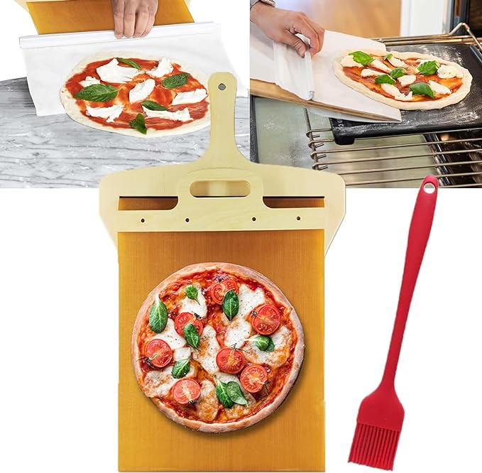 Sliding Pizza Peel - Pala Pizza Scorrevole, The Pizza Peel That Transfers Pizza Perfectly, Pizza Peel Shovel with Handle, Pizza Spatula Paddle for Family Pizza Oven Baking Pizza (1pcs, 19.68*11.81in)