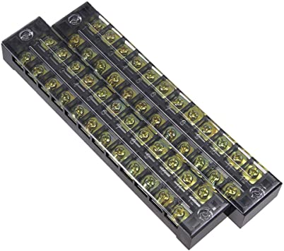 uxcell Dual Rows 12 Positions 600V 25A Cable Barrier Block Terminal Strip TB-2512L 2 Pcs