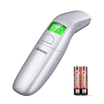 Amemo Ear Thermometers for Fever, Professional Digital Baby Thermometer, Fever Indicator Sensor, 1-Second Quick Accurate Reading, Digital Infrared (Silver), for Baby Kids and Adults