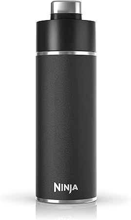 Ninja DW2401BK Thirsti 24oz Travel Water Bottle, For Carbonated Sparkling Drinks, Colder and Fizzier Longer, Stainless Steel, Leak Proof, Hot for Hours, Dishwasher Safe, Metal Insulated Tumbler, Black