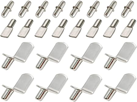 AxeSickle 60 pcs Shelf Bracket Pegs Stainless Steel Shelf Pins Support Shelf Peg Pin Supports, 3 Styles Nickel Plated.