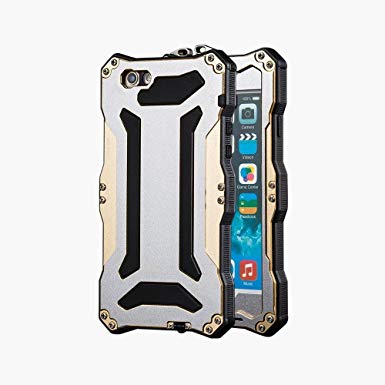 iPhone 5 SE Case,bpowe Gundam Gorilla Glass Aluminum Metal premium protection Shockproof Military Bumper Heavy Duty Sturdy Protective Cover Shell Case for iPhone 5 5s SE (Gold)