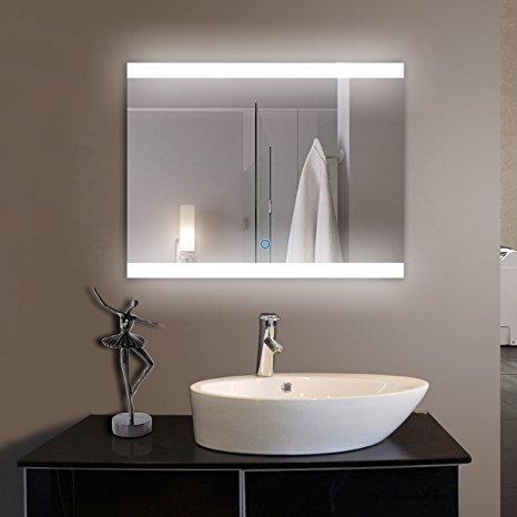 36 x 28 in Horizontal LED Bathroom Silvered Mirror with Touch Button (D-CL056)
