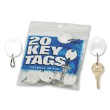 MMF Industries Snap-Hook Key Tags Plastic 125 Inches Height White 20 per Pack 201800706
