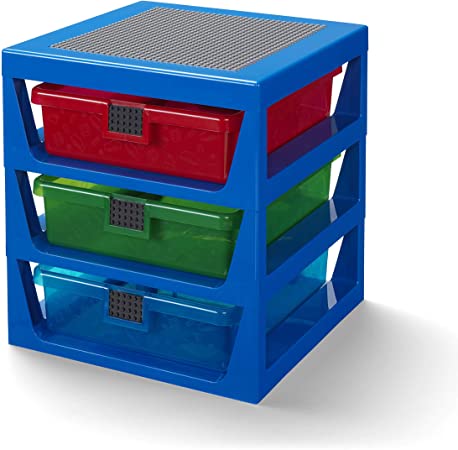 Lego 3-Drawer Storage Rack System, 13-2/3 x 12-3/4 x 15 Inches, Blue