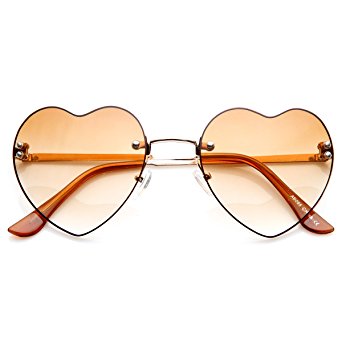 zeroUV - Small Thin Rimless Heart Shaped Womens Sunglasses