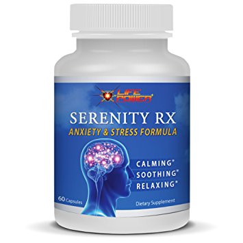 Life Power Labs- SERENITY RX- Anxiety & Stress Relief Formula. Rhodiola, Chamomile, St John’s Wort, GABA, Valerian, 5-HTP & 10 Vitamins to Promote Natural Calm, Soothing & Relaxation. 60 Capsules.