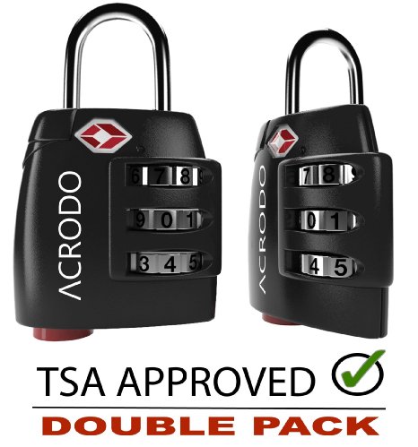 TSA Lock 2-Pack - All Metal Luggage Locks for Travel  TSA Inspection Alert
