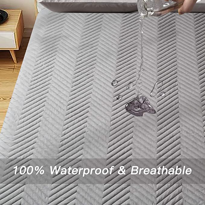 BedStory 100% Waterproof Mattress Protector, Full Size Mattress Pad Fitted Bed Bug Mattress Protector Breathable Deep Pocket Mattress Cover Hypoallergenic Fitted Sheet Up to 15 Inch (Full, 137x191cm)