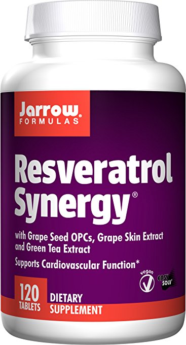 Jarrow Formulas Resveratrol Synergy, Supports Cardiovascular Function, 120 Tabs