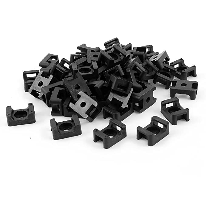 GBSTORE 100Pcs Black Plastic 4.5mm Width Cable Tie Base Saddle Type Mount Wire Holder