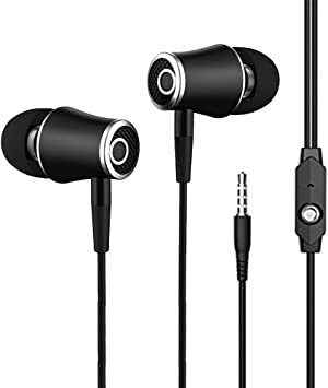 in-Ear Earbud Headphones,Earphone for Kindle Fire, Galaxy S8 , Note 8, Fire HD 8 HD 10, Voyage, Oasis eReaders Earbuds Microphone Phone -Ergonomic Comfort-Fit (Black)