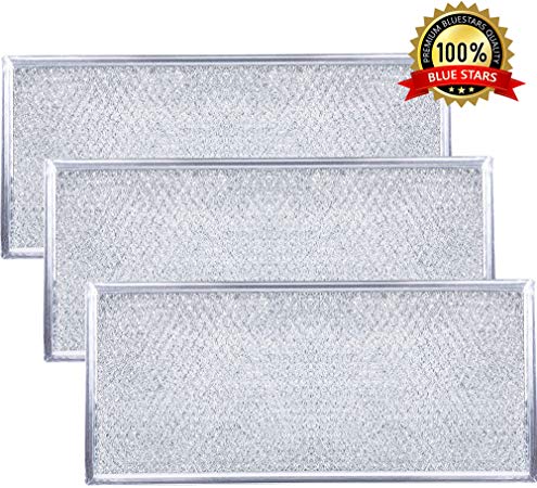 Ultra Durable W10208631A Filter Aluminum Mesh Microwave Grease Filter Approx. 13" x 6" by Blue Stars - Exact Fit for Whirlpool & Maytag Microwaves - Replaces AP5617368, W10208631 - Pack Of 3