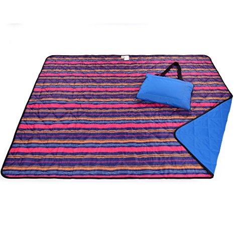 Roebury Picnic Blanket & Beach Blanket - Large Oversized Water-Resistant Sandproof Mat for Outdoor Travel or Camping Folds into a compact Tote Bag